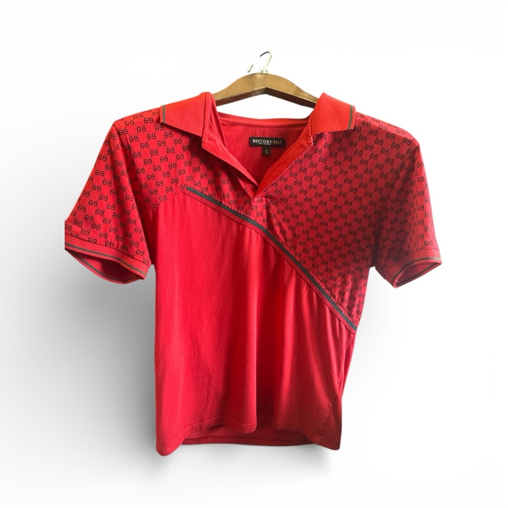Red Designer Style Polo Shirt Mens Size Small Sporty Casual Golf Preppy T-Shirt